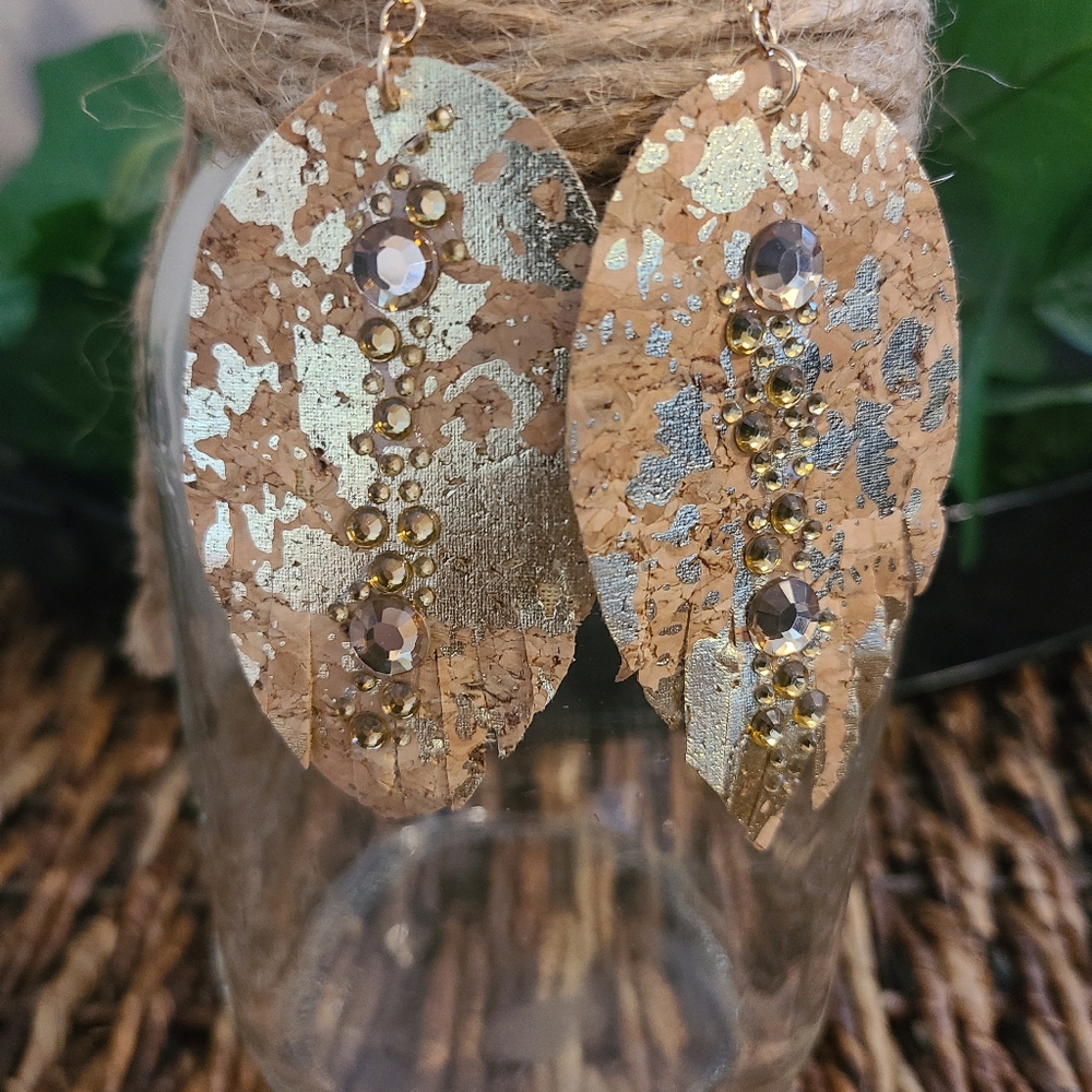 Cork Fabric Teardrop Earrings